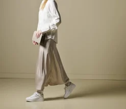 Hvite skinn platform-sneakers