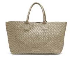 Shopper veske i flettet mykt skinn