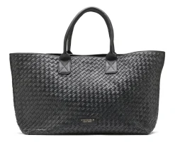 Shopper veske i flettet skinn