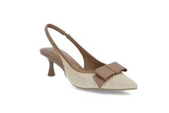 Slingback pumps i raffia og skinn