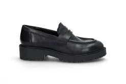 Sorte skinn loafers